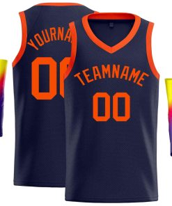 Custom Navy Orange-Classic Tops Men Casual Basketball Jersey