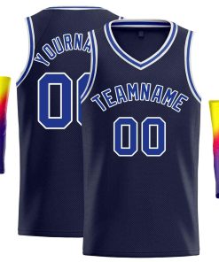 Custom Navy Royal-White Classic Tops Men Casual Basketball Jersey