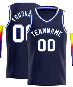 Custom Navy White-Royal Classic Tops Men Casual Basketball Jersey