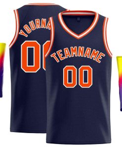 Custom Navy Orange-White Classic Tops Men Casual Basketball Jersey