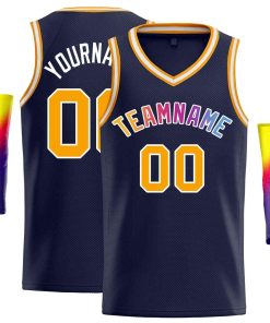 Custom Navy Powder Blue-White Classic Tops Men Casual Basketball Jersey