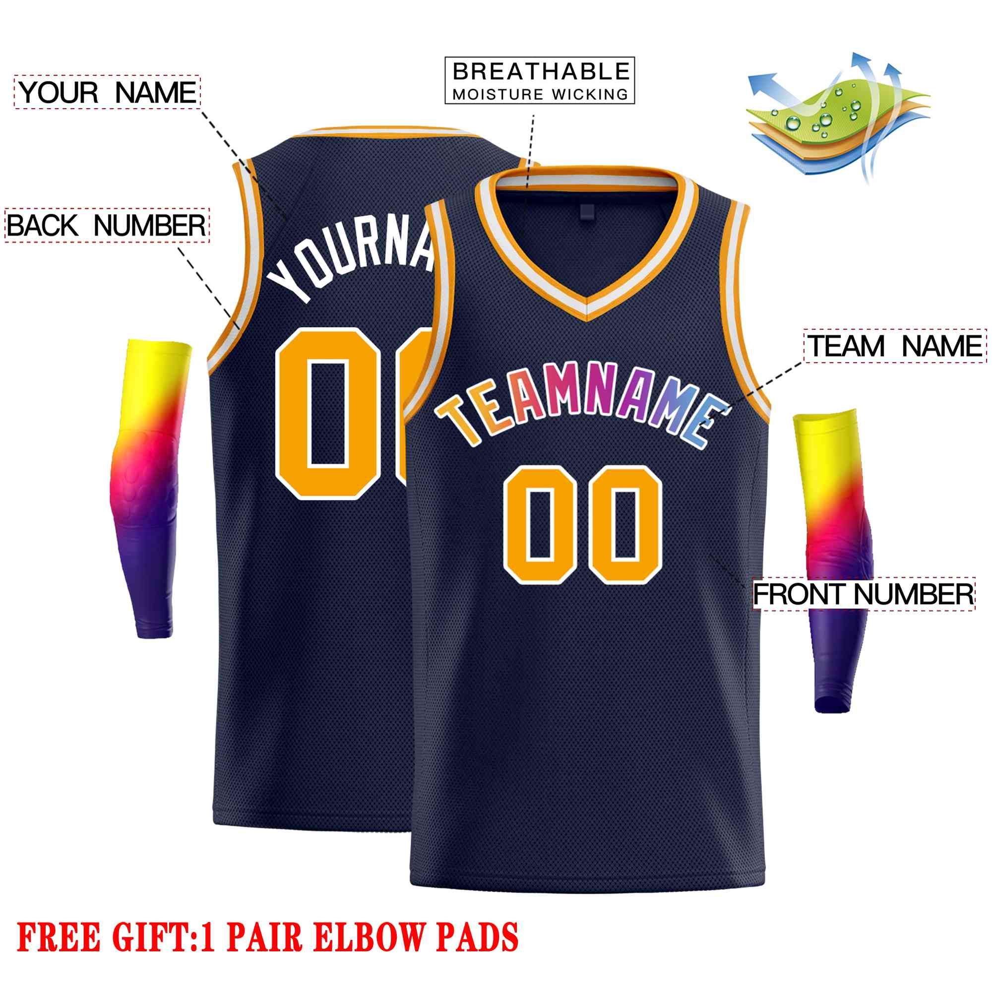 Custom Navy Powder Blue-White Classic Tops Men Casual Basketball Jersey - Image 2