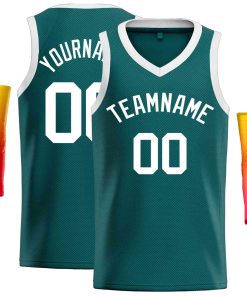 Custom Aqua White-Classic Tops Men Casual Basketball Jersey
