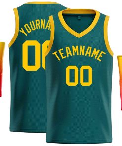 Custom Aqua Yellow-Classic Tops Men Casual Basketball Jersey