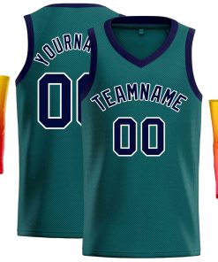 Custom Aqua Navv-White Classic Tops Men Casual Basketball Jersey