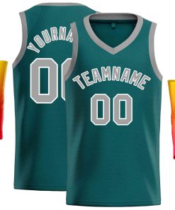 Custom Aqua Gray-White Classic Tops Men Casual Basketball Jersey