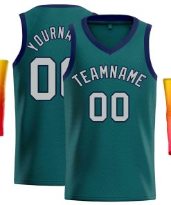 Custom Aqua Dark Gray-Purple Classic Tops Men Casual Basketball Jersey
