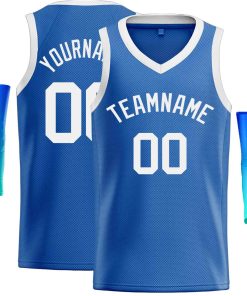 Custom Blue White-Classic Tops Men Casual Basketball Jersey