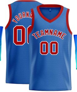 Custom Blue Red-White Classic Tops Men Casual Basketball Jersey