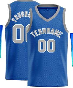 Custom Blue Gray-White Classic Tops Men Casual Basketball Jersey