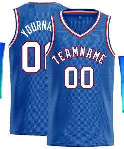 Custom Blue White-Red Classic Tops Men Casual Basketball Jersey
