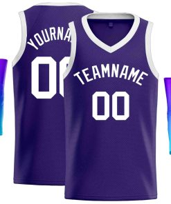Custom Purple White-Classic Tops Men Casual Basketball Jersey