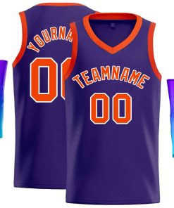 Custom Purple Orange-White Classic Tops Men Casual Basketball Jersey