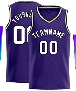 Custom Purple White-Black Classic Tops Men Casual Basketball Jersey
