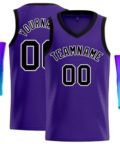 Custom Purple Black-White Classic Tops Men Casual Basketball Jersey