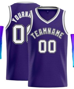 Custom Purple White-Gray Classic Tops Men Casual Basketball Jersey