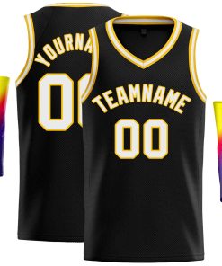 Custom Black Red-Yellow Classic Tops Men Casual Basketball Jersey