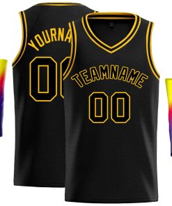Custom Black White-Yellow Classic Tops Men Casual Basketball Jersey