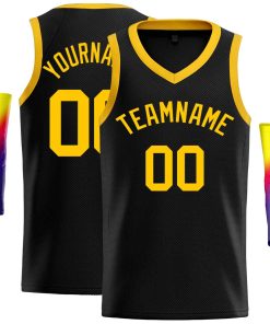 Custom Black Yellow-Classic Tops Men Casual Basketball Jersey