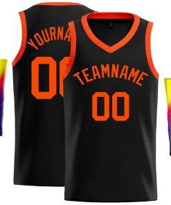 Custom Black Orange-Classic Tops Men Casual Basketball Jersey