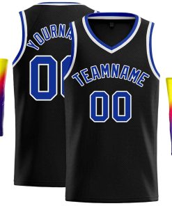 Custom Black Royal-White Classic Tops Men Casual Basketball Jersey