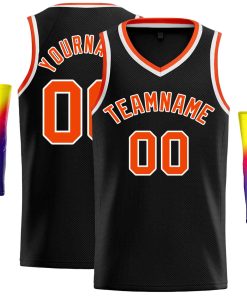 Custom Black Orange-White Classic Tops Men Casual Basketball Jersey