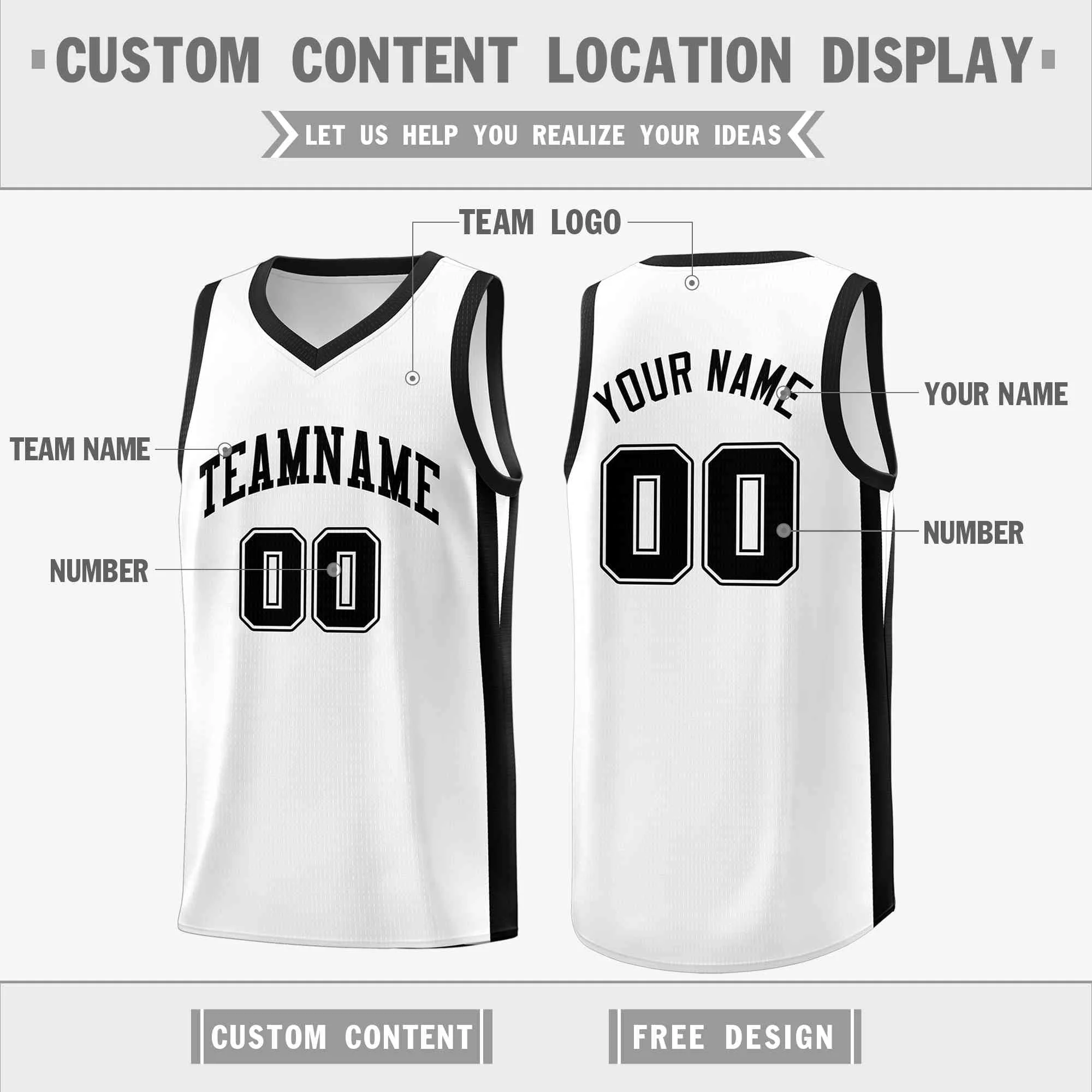 Custom White White Classic Tops Mesh Sport Basketball Jersey - Image 2