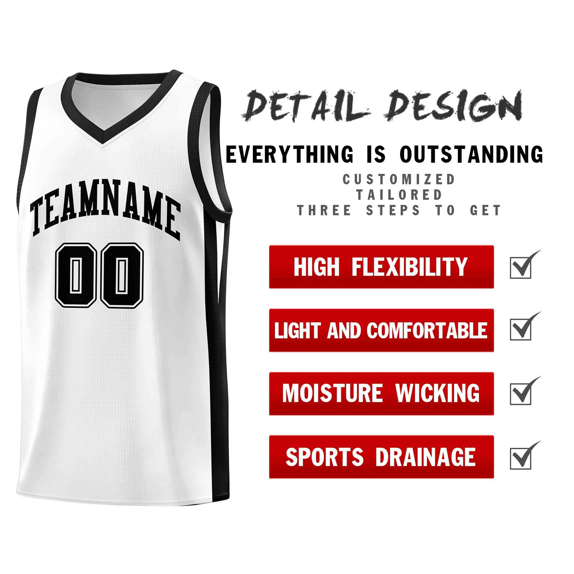 Custom White White Classic Tops Mesh Sport Basketball Jersey - Image 4