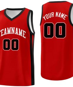 Custom Red White Classic Tops Mesh Sport Basketball Jersey
