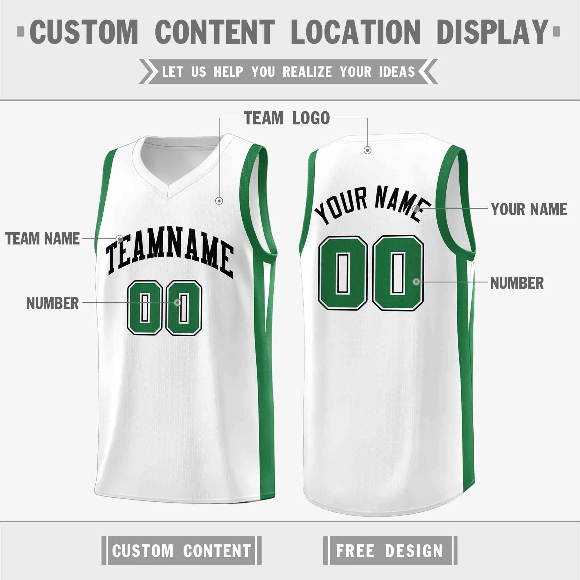 Custom White White Classic Tops Mesh Sport Basketball Jersey - Image 2