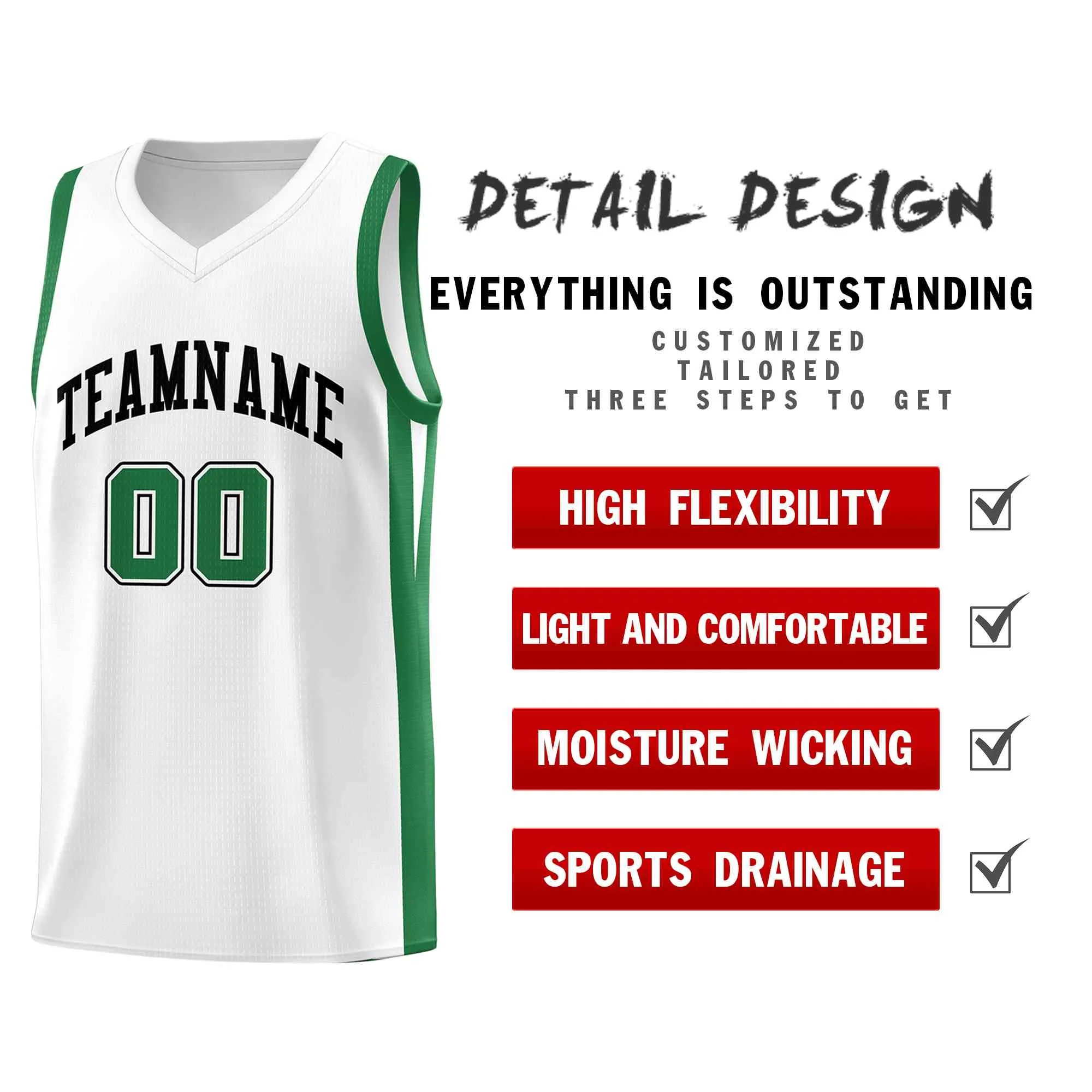 Custom White White Classic Tops Mesh Sport Basketball Jersey - Image 4