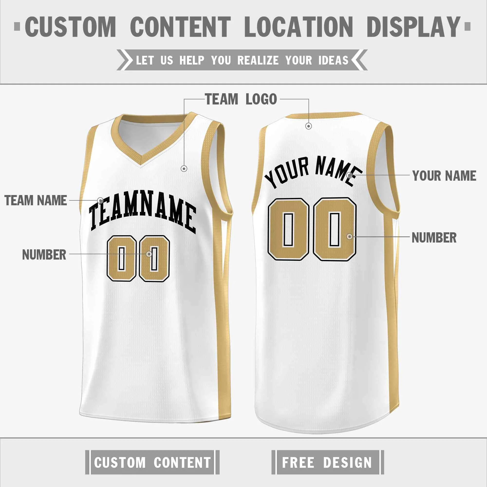 Custom White White Classic Tops Mesh Sport Basketball Jersey - Image 2
