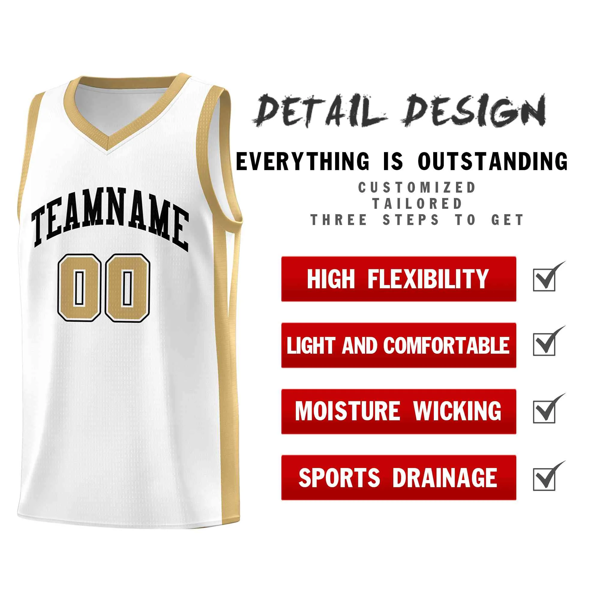 Custom White White Classic Tops Mesh Sport Basketball Jersey - Image 4