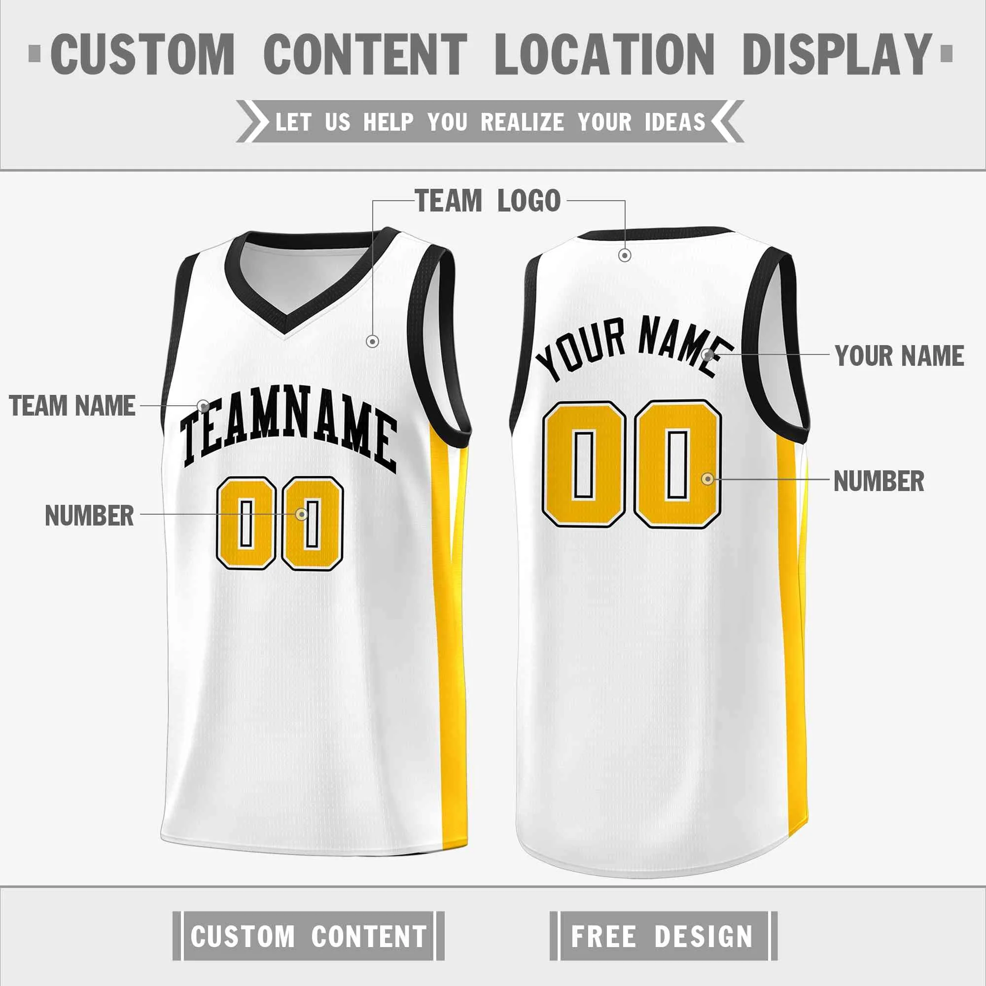Custom White White Classic Tops Mesh Sport Basketball Jersey - Image 2
