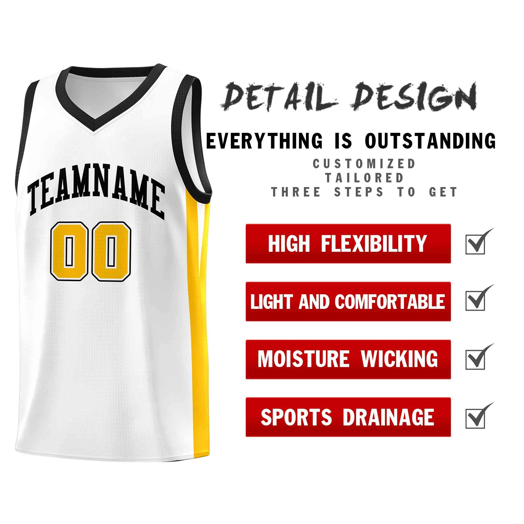 Custom White White Classic Tops Mesh Sport Basketball Jersey - Image 4