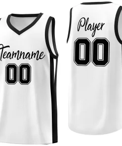 Custom White Black Classic Tops Mesh Sport Basketball Jersey