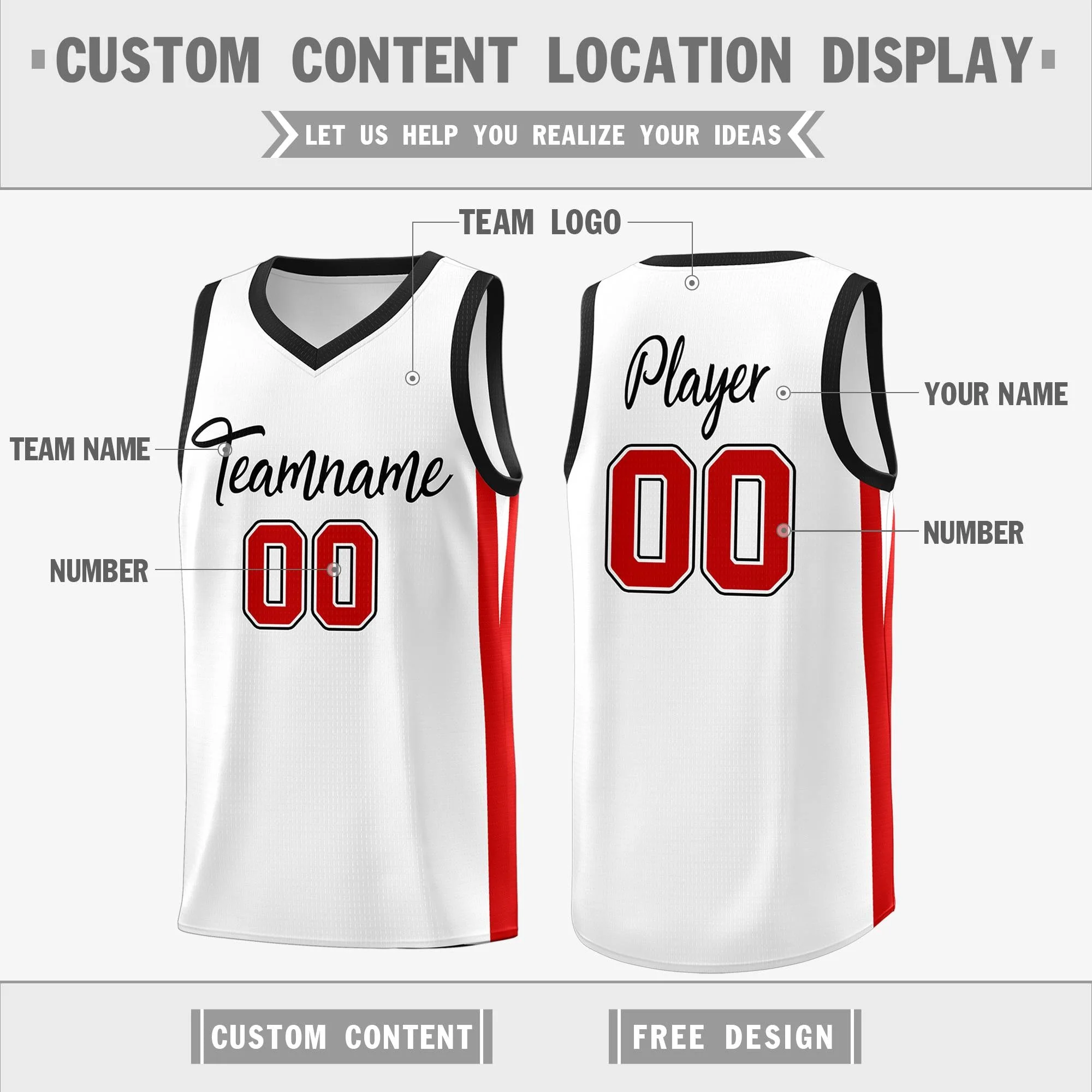 Custom White White Classic Tops Mesh Sport Basketball Jersey - Image 2