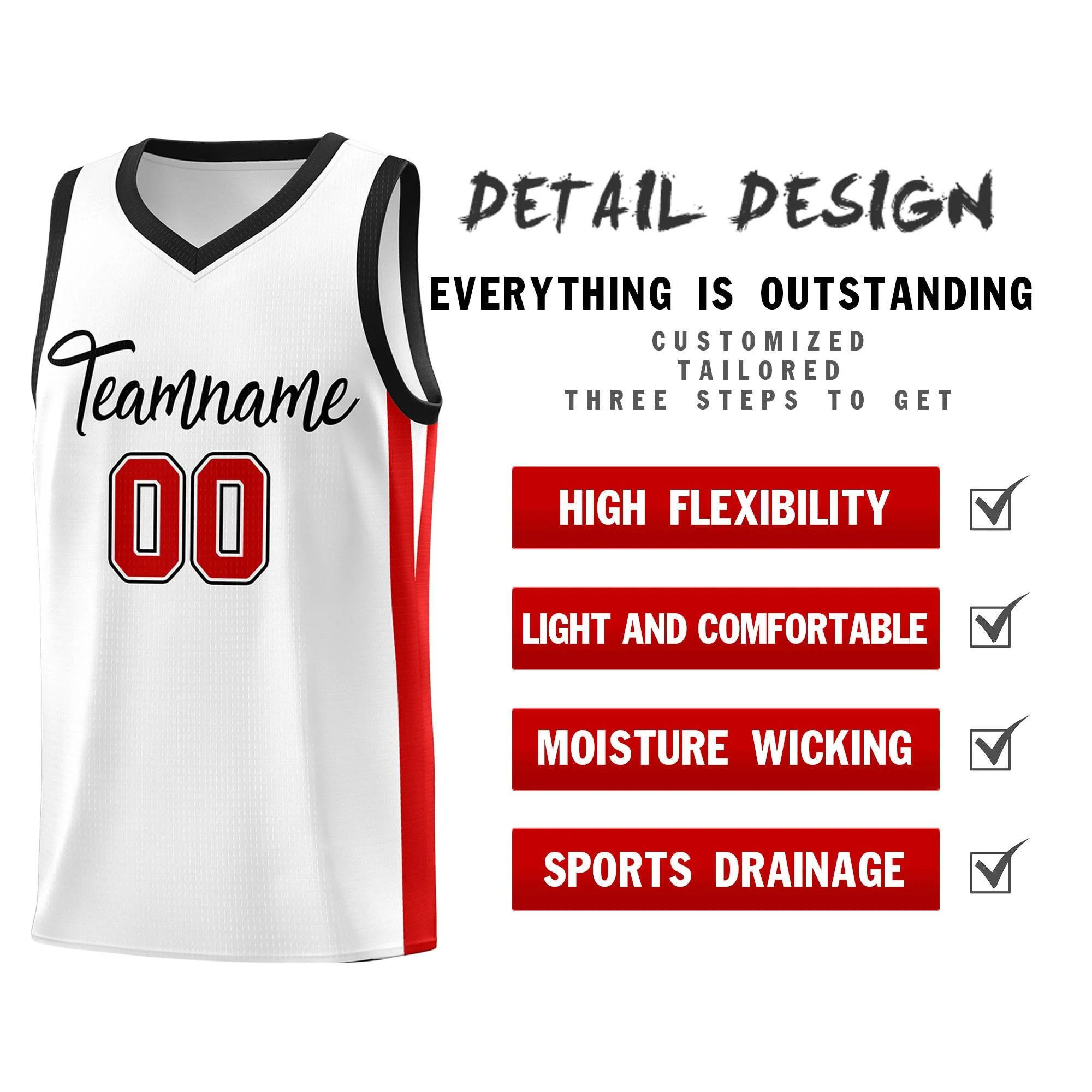 Custom White White Classic Tops Mesh Sport Basketball Jersey - Image 4