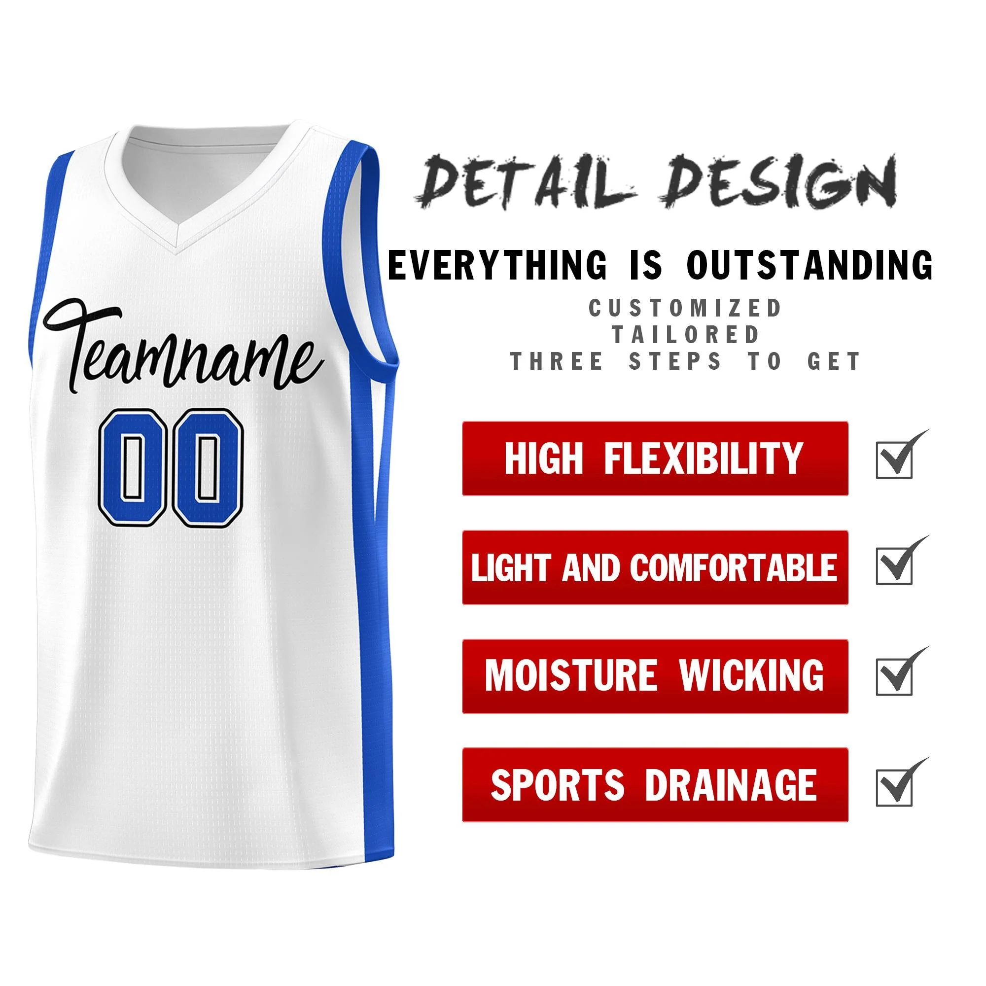 Custom White White Classic Tops Mesh Sport Basketball Jersey - Image 4