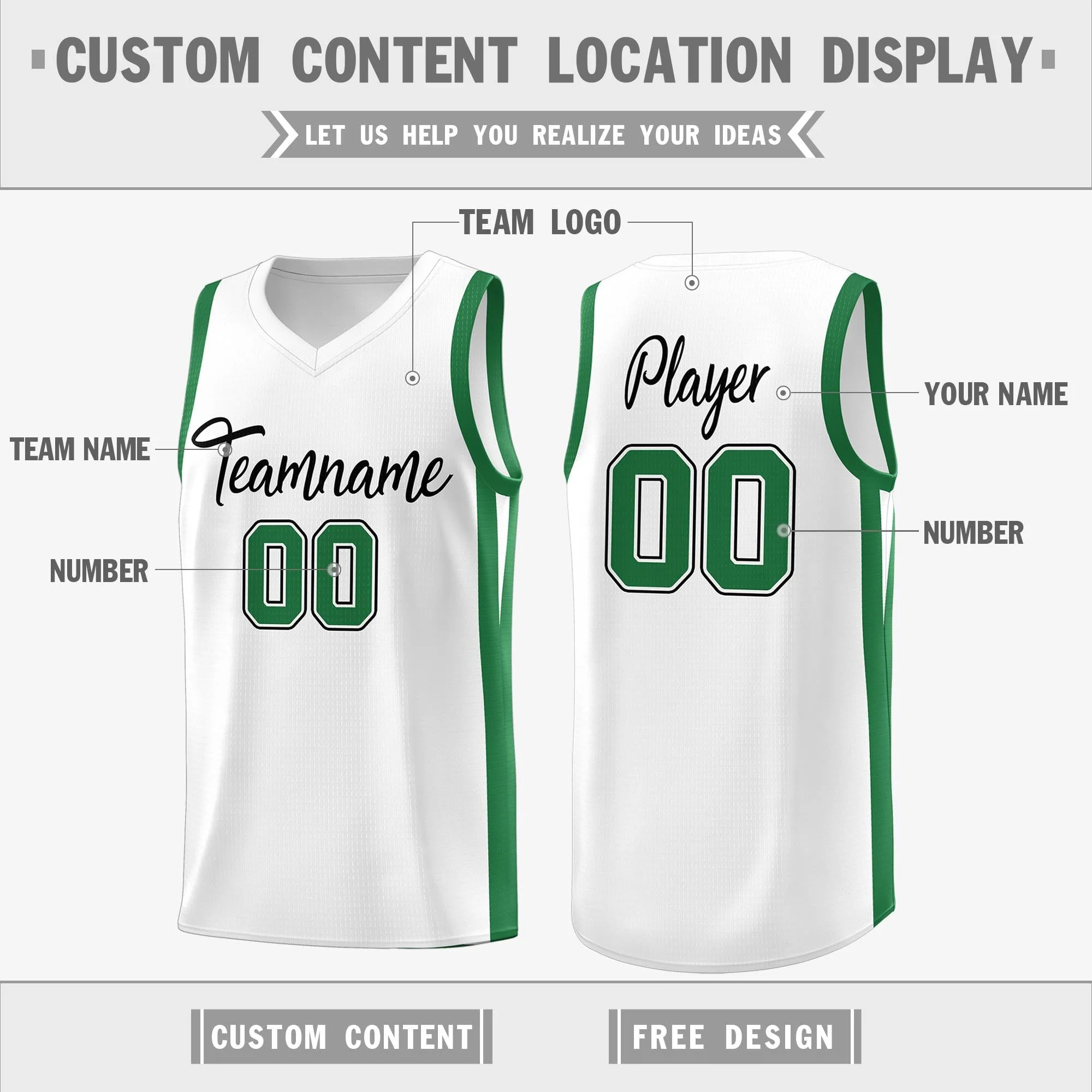 Custom White White Classic Tops Mesh Sport Basketball Jersey - Image 2