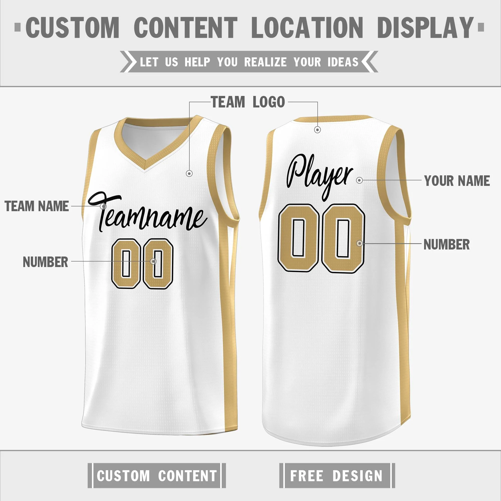 Custom White White Classic Tops Mesh Sport Basketball Jersey - Image 2