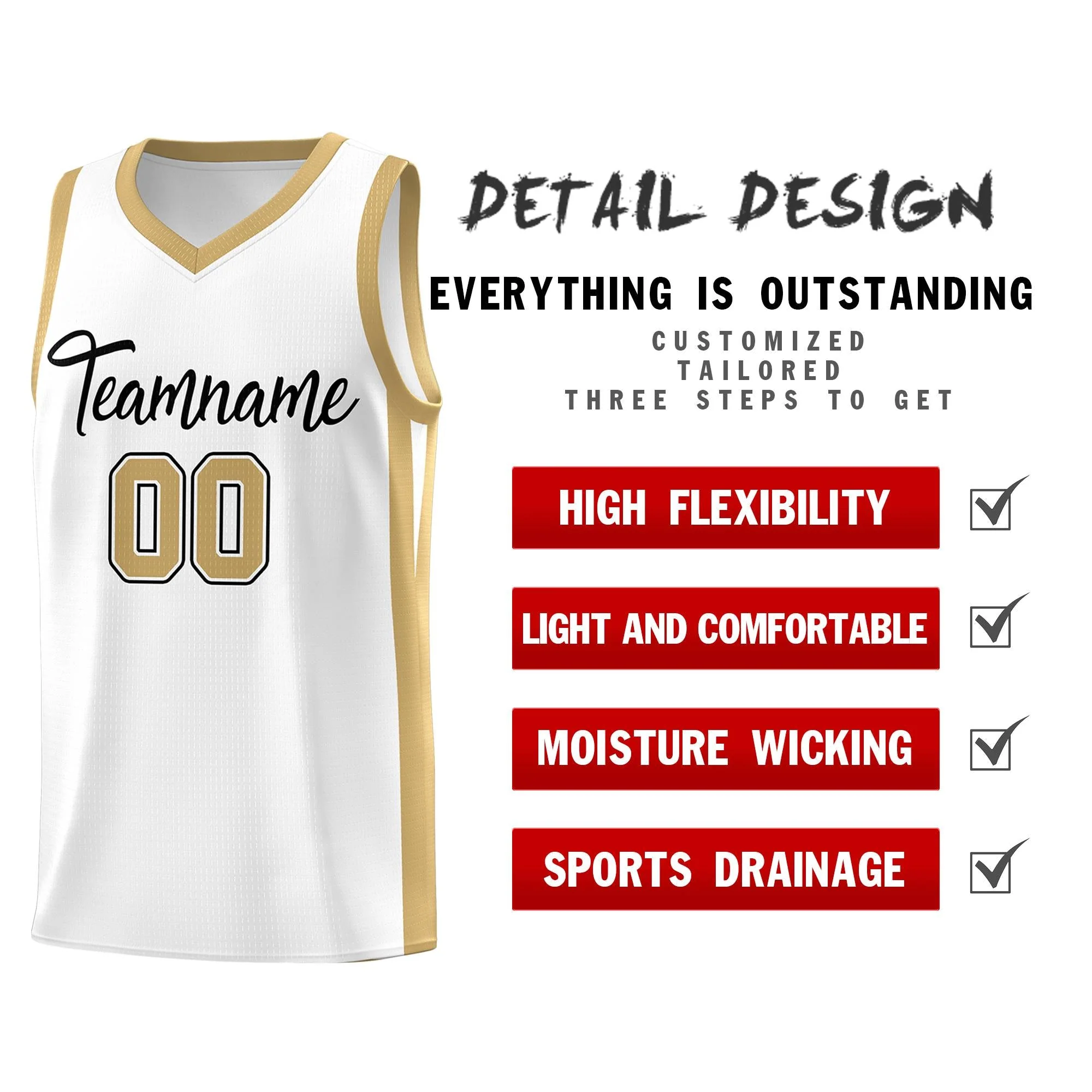 Custom White White Classic Tops Mesh Sport Basketball Jersey - Image 4