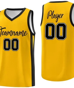 Custom Yellow White Classic Tops Mesh Sport Basketball Jersey
