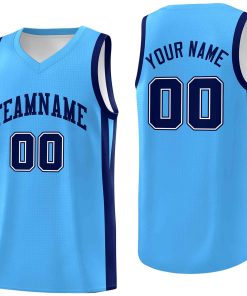 Custom Light Blue White Classic Tops Mesh Sport Basketball Jersey