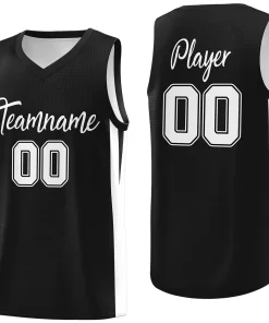 Custom Black White Classic Tops Mesh Sport Basketball Jersey