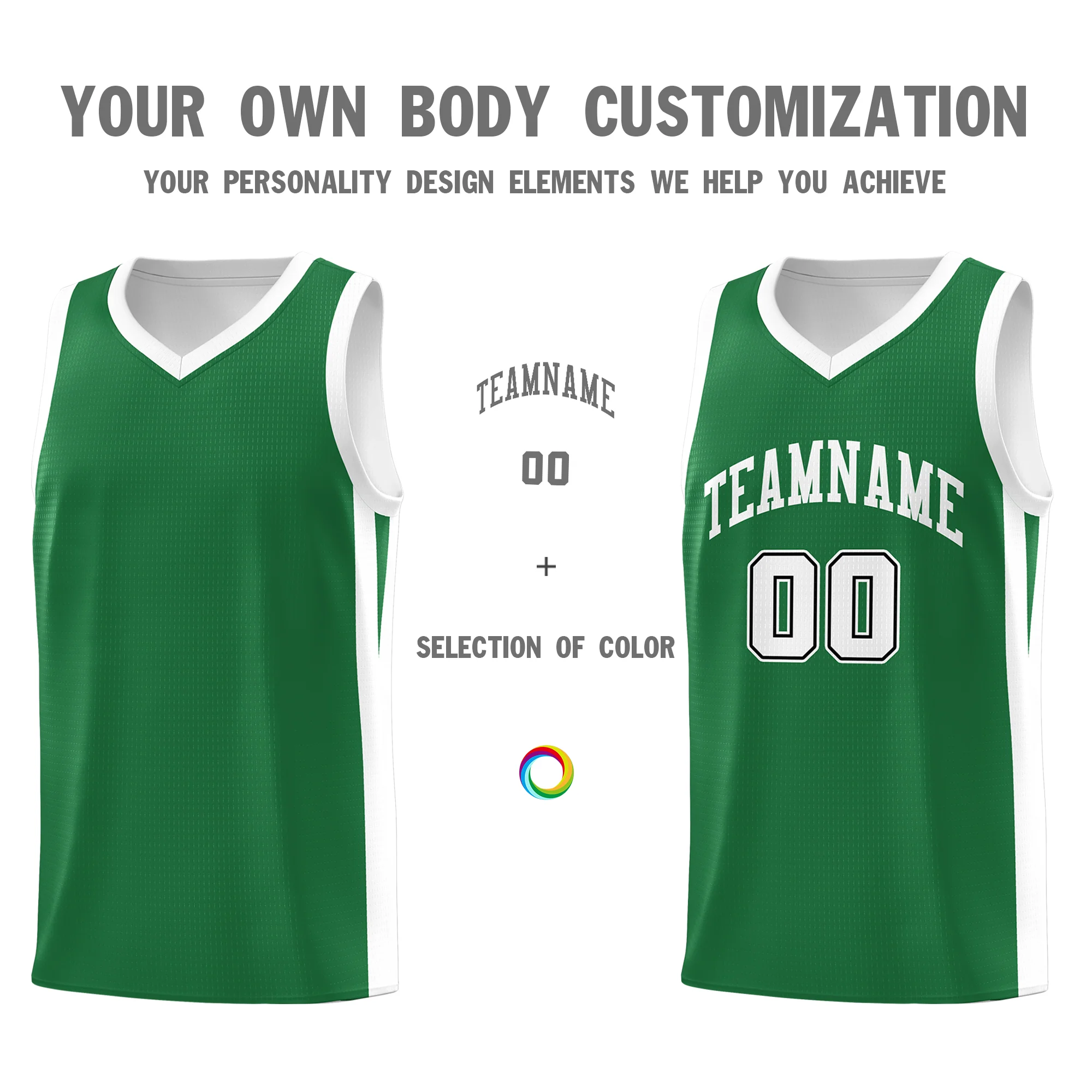 Custom Green White Classic Tops Mesh Sport Basketball Jersey - Image 3