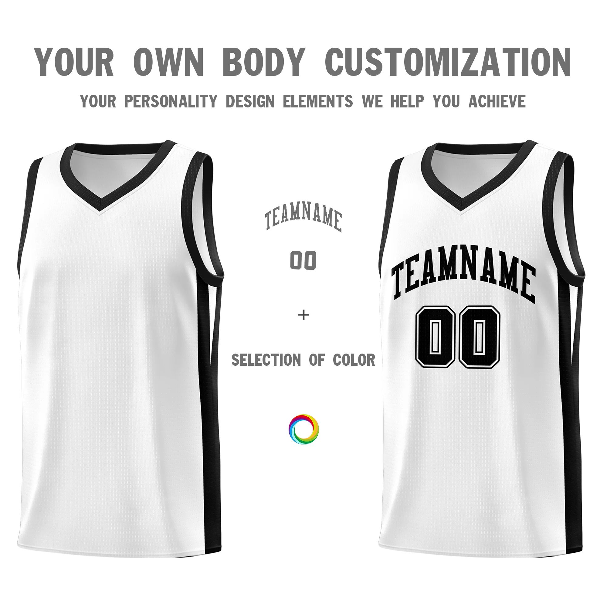 Custom White White Classic Tops Mesh Sport Basketball Jersey - Image 3