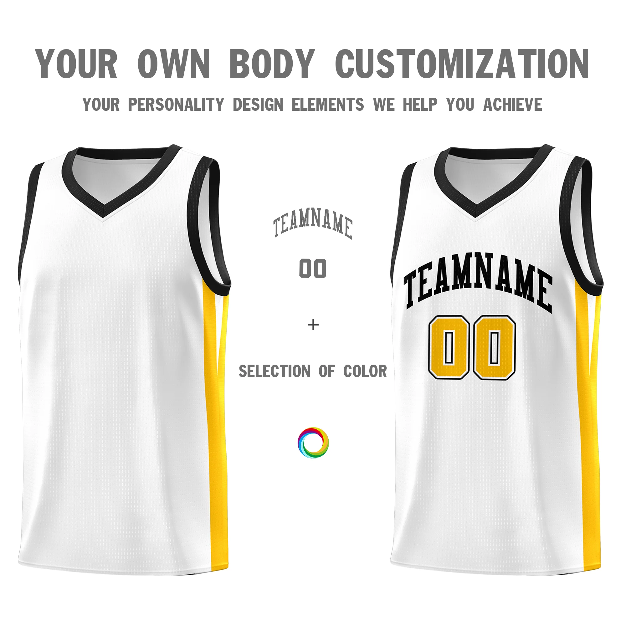Custom White White Classic Tops Mesh Sport Basketball Jersey - Image 3