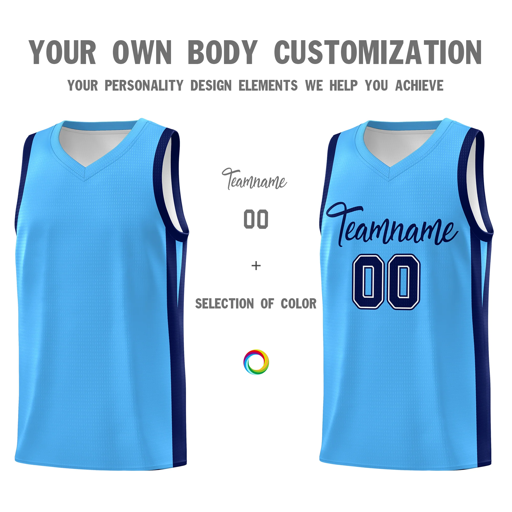 Custom Light Blue White Classic Tops Mesh Sport Basketball Jersey - Image 3