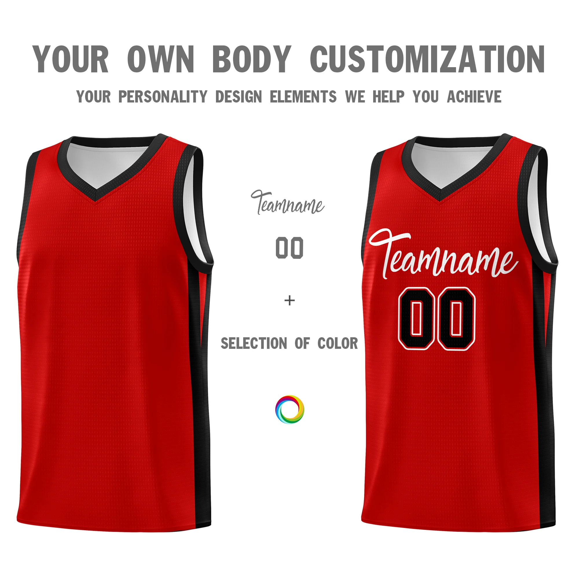 Custom Red White Classic Tops Mesh Sport Basketball Jersey - Image 3